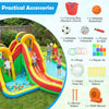 Giant bounce house with two long slides, splash pool, and accessories for yard parties and family gatherings.