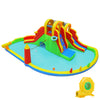 Giant bounce house with 2 long slides, splash pool, and games, made of waterproof 420D Oxford cloth for yard parties.