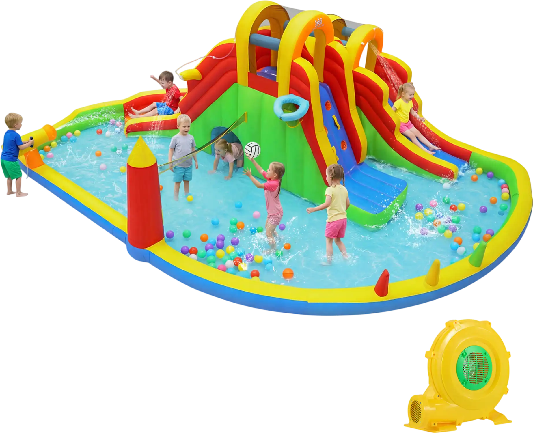 Costway 8-in-1 Giant Bounce House Water Park w/ 2 Long Slides & 780W Blower 23594418 New
