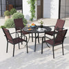 5 Pieces Patio Dining Set for 4 42.5 inch Outdoor Round Metal Table-Coffee and Black - Gallery View 1 of 10