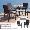5-piece patio dining set with a 42.5-inch round metal table and stackable chairs, ideal for outdoor gatherings.