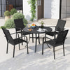 5 Pieces Patio Dining Set for 4 42.5 inch Outdoor Round Metal Table-Black - Gallery View 1 of 10