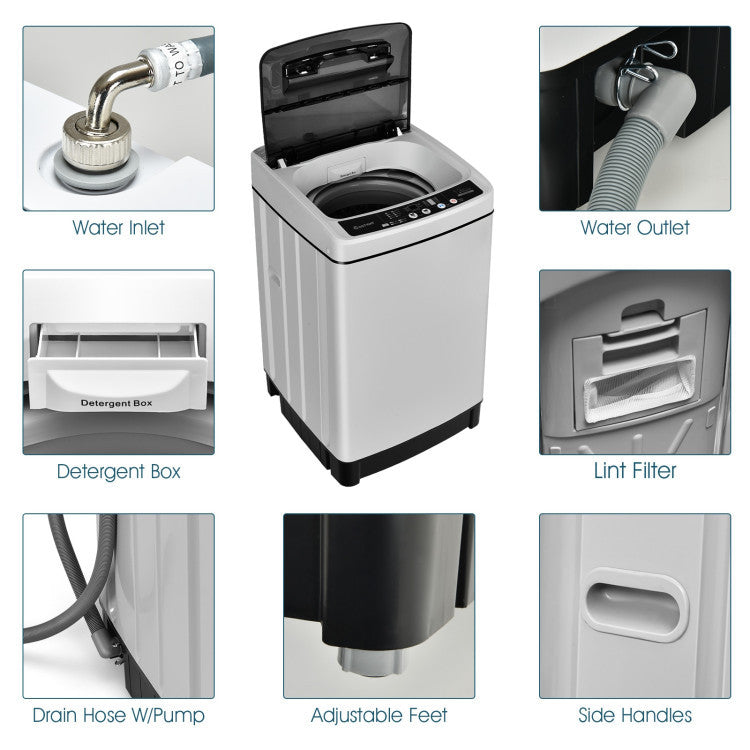 Compact washer and dryer combo with stainless steel drum, adjustable feet, and multiple wash programs for efficient.
