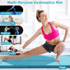 Heavy-duty folding exercise mat in blue, ideal for gymnastics, stretching, and martial arts with durable PU leather.