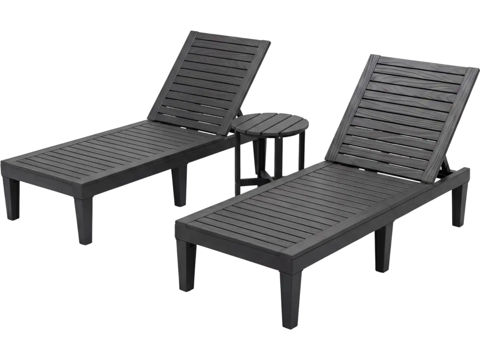 Costway 3-Piece Patio Chaise Lounge Set Adjustable Recliner Chairs Round Side Table 20016527 New
