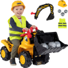 3-in-1 Ride on Excavator Bulldozer Detachable with Engine Sound and Helmet