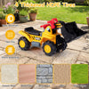 3-in-1 ride-on excavator bulldozer with HDPE tires, sound effects, and detachable helmet for outdoor fun.