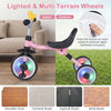 Glowing Wheels Toddler Tricycle in pink with lighted multi-terrain wheels, suitable for indoor and outdoor use.