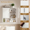 Bathroom wall cabinet in white with fluted doors, adjustable shelf, and sleek silver handles for stylish storage.