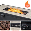 5-piece patio furniture set featuring a propane fire pit table with a durable steel burner and fire-resistant lava.