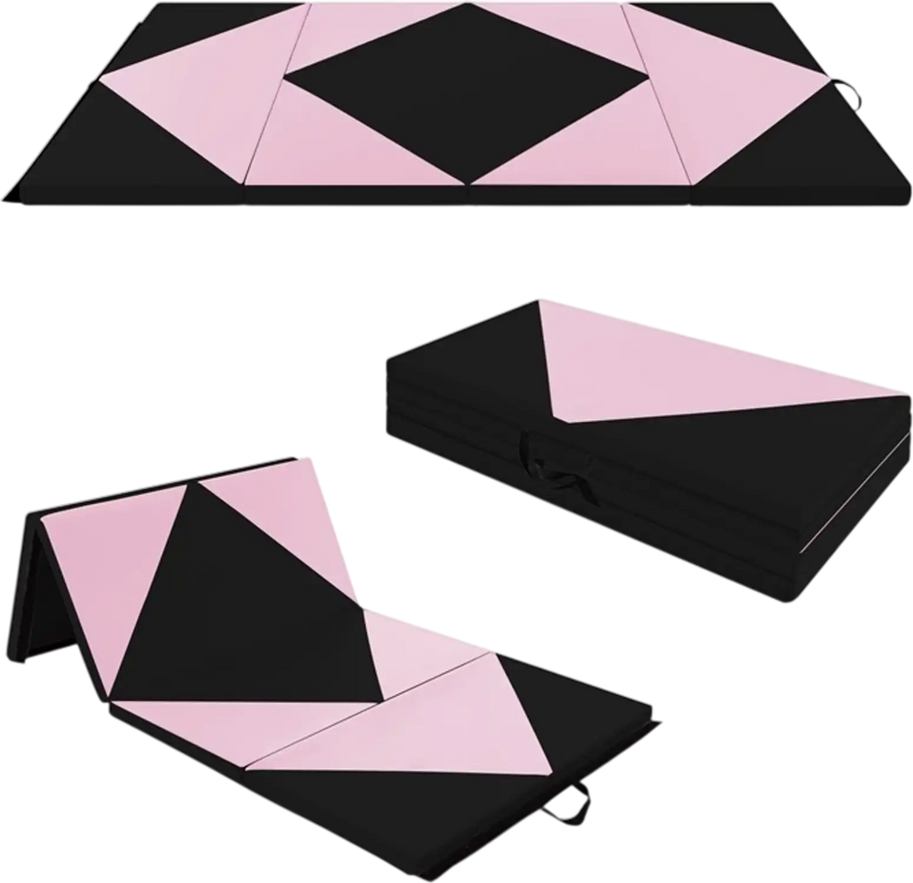 Folding Gymnastics Mat and Portable Floor Balance Beam Set