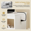 Sewing machine and table set featuring a built-in power strip with 2 AC outlets and USB for convenient charging.