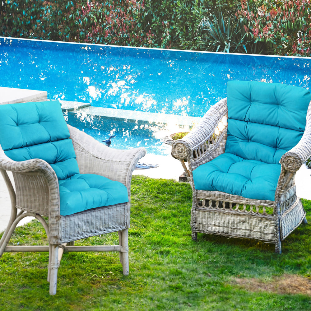 Set of 2 High Back Chair Cushion with Adjustable Height-Turquoise - Gallery View 1 of 13