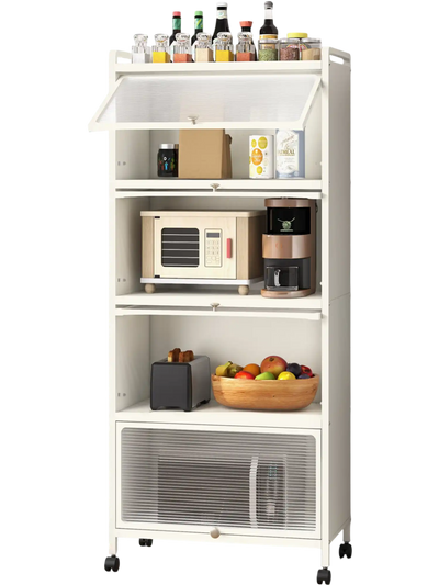 Costway 5-Tier Kitchen Storage Baker's Rack w/ Flip-Up Enclosed Doors 18730109 New