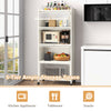 5-tier kitchen storage baker's rack with flip-up enclosed doors, ideal for organizing appliances and snacks.