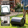 Lawn roller with U-shaped handle, 12-gallon capacity, designed for easy use and compact storage in the garden.
