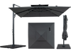 10 FT gray cantilever umbrella with aluminum pole and 220 lbs base, ideal for outdoor patio shade.