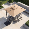 10 FT Aluminum Pole Patio Cantilever Umbrella with 220 LBS Base-Brown - Gallery View 1 of 10
