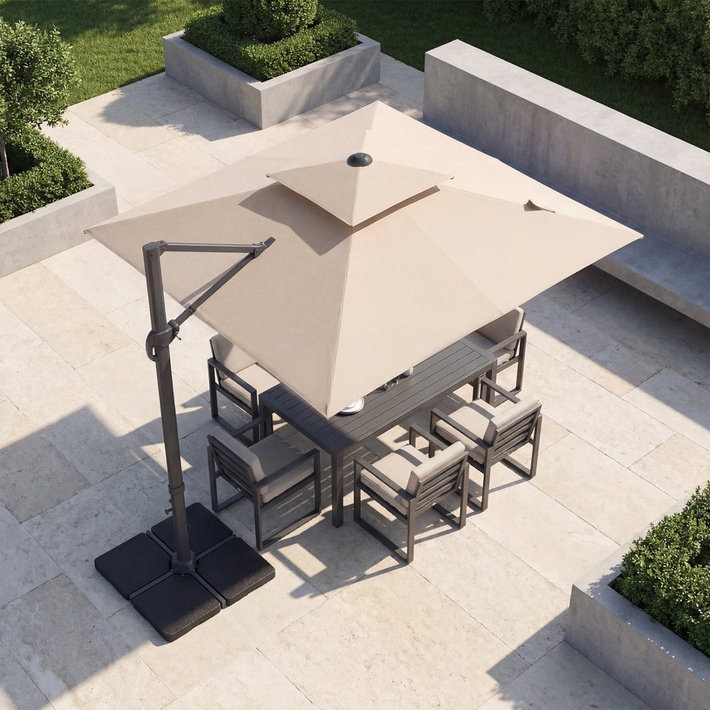 10 FT Aluminum Pole Patio Cantilever Umbrella with 220 LBS Base-Beige - Gallery View 1 of 10