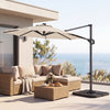 10 FT Cantilever Patio Umbrella with 35 Solar LED Lights and 220 LBS Base-Beige - Gallery View 1 of 10
