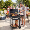Charcoal grill with 2 side tables, thermometer, and wheels, featuring a spacious 284 sq.in grilling area for outdoor.