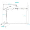 10ft LED offset umbrella with a 360° tilting system, perfect for providing shade in your backyard oasis.