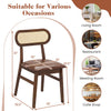 Mid-century rattan dining chair with brown wood frame, ideal for dining rooms, cafes, and versatile occasions.