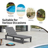 Gray outdoor chaise lounge chair with adjustable backrest, perfect for patio, poolside, or garden relaxation.