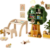 Kids Table and Chair Set with Tree Shape Bookshelf Storage Organizer