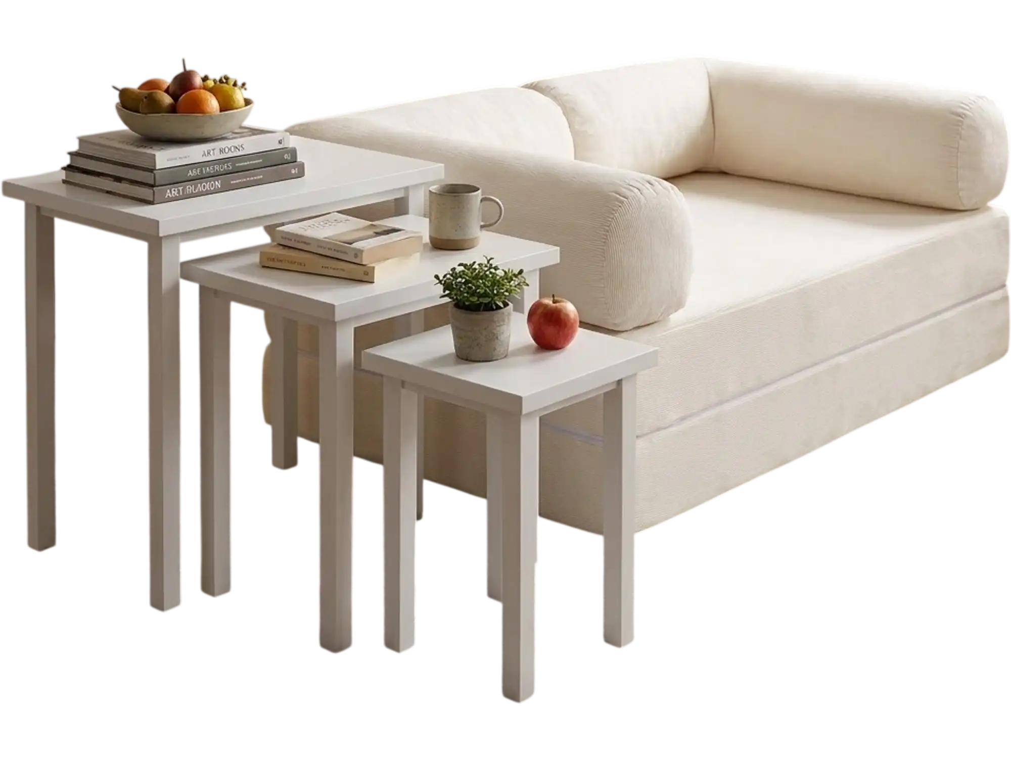 Costway 4-in-1 Convertible Folding Sofa Bed w/ 3-Pc Side Table Set 75704192 New