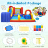 7-in-1 outdoor bounce house with dual slides, basketball hoop, and 680W blower for fun water play and safe jumping.