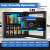 Nugget ice maker and beverage cooler combo with adjustable shelves, featuring temperature settings for optimal storage.