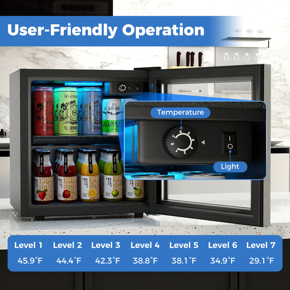 Nugget ice maker and beverage cooler combo with adjustable shelves, featuring temperature settings for optimal storage.
