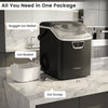 Nugget ice maker and beverage cooler combo with ice basket and scoop, perfect for compact kitchen or entertainment.