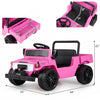 Pink 12V electric ride-on truck with dump bed, parent remote, and interactive music panel for kids aged 3-6 years.