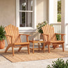 Adirondack chair set of 2 in natural acacia wood with side table, perfect for deck, garden, or porch relaxation.