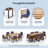 7-piece acacia wood patio furniture set featuring a chaise lounge chair and comfortable conversation sofa for outdoor.
