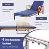 Adjustable chaise lounge chair with acacia wood frame and soft cushions, perfect for sunbathing and outdoor relaxation.