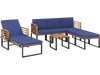 7-Piece Acacia Wood Patio Furniture Set with Adjustable Chaise Lounge Chair and Conversation Sofa Set
