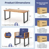 Large acacia wood dining table with metal legs, ideal for outdoor gatherings and family meals.