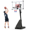 Adjustable 4.9-10 feet portable basketball hoop with fillable base, suitable for kids and adults, ideal for outdoor.