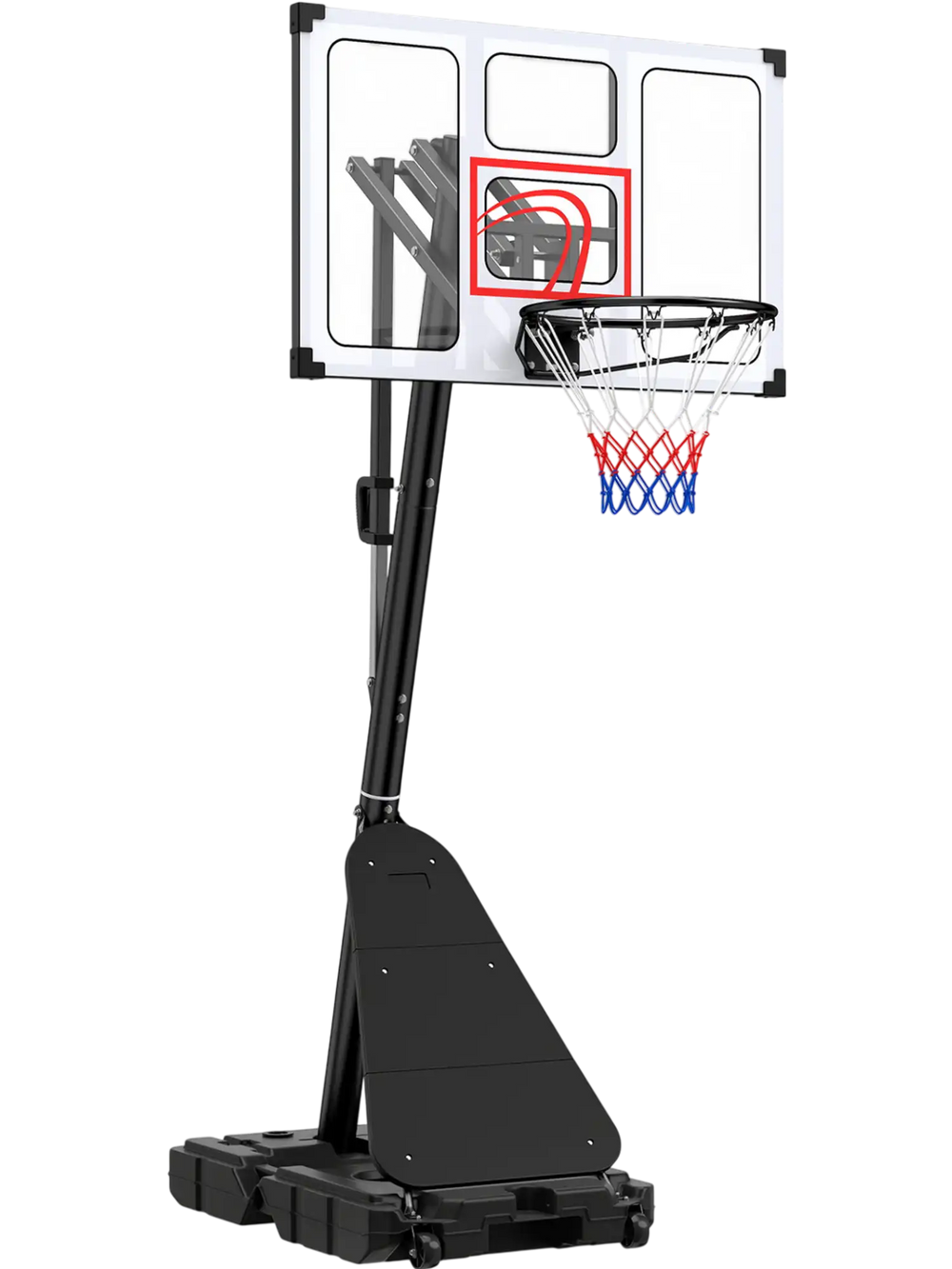 4.9-10 Feet Portable Basketball Hoop 10 Levels Adjustable with Fillable Base and Ball Storage