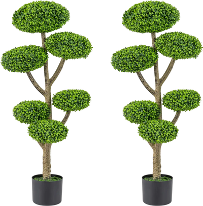 Costway Set of 2 Indoor/Outdoor 6-Ball Topiary Trees Weighted Base 35435735 New