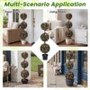 Set of 2 artificial triple ball rose topiary trees with lifelike blooms, perfect for front porches or backyards.