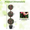 Artificial triple ball rose topiary tree, 43.5" tall, featuring lifelike blooms and dense foliage for vibrant outdoor.