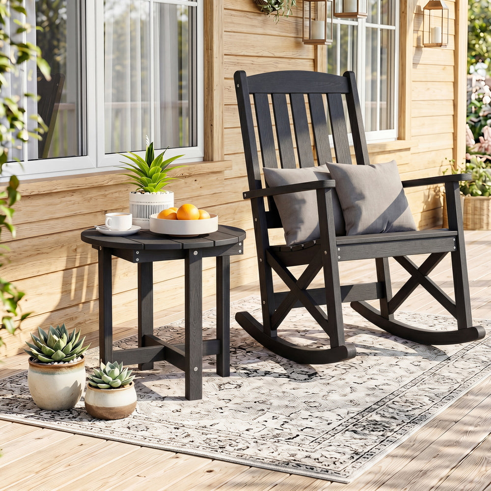 HIPS Adirondack Side Table with Weather-Resistant and Waterproof Top-Black - Gallery View 1 of 10