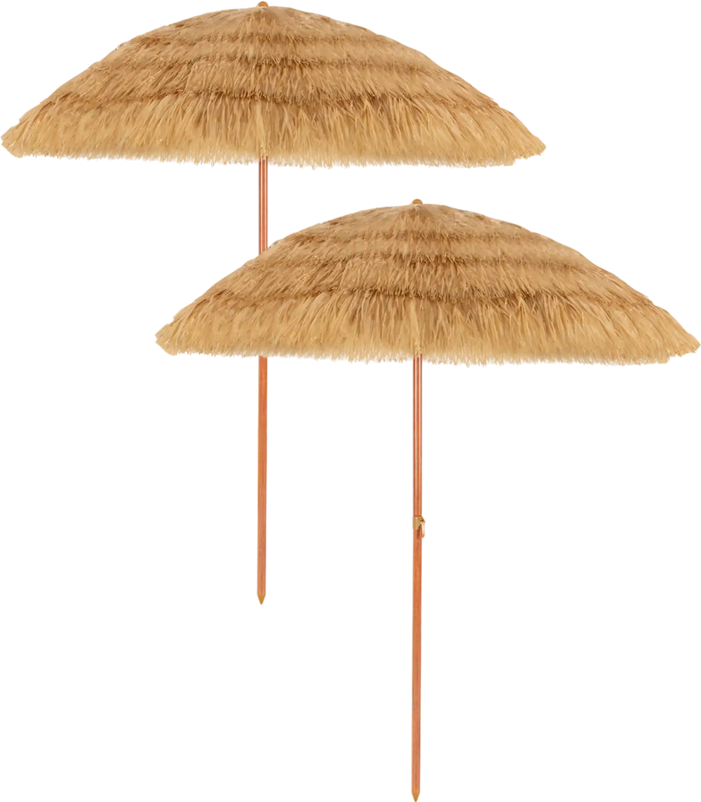 6.5 Feet Portable Thatched Tiki Beach Umbrella with Adjustable Tilt for Backyard