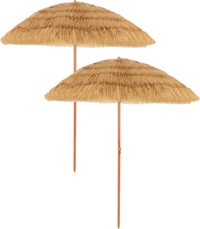 Costway 6.5' Portable Thatched Tiki Beach Umbrella Adjustable Tilt Backyard 32490321 New