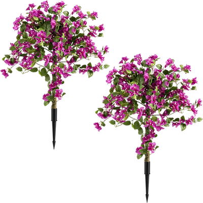 Costway 2-Pack Artificial Bougainvillea Topiary Trees w/ Ground Spike PE Trunks Porch 35909509 New