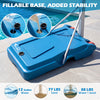 Stable blue base for the adjustable pool basketball hoop, fillable with 12 gallons of water or sand for added stability.